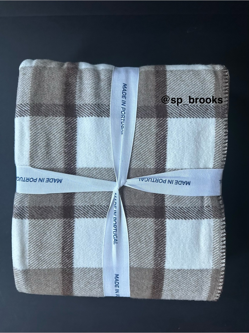 🎁Texteis Penedo Blanket - Brown & Off White Plaid Cotton Blend King Blanket - Picture 3 of 8